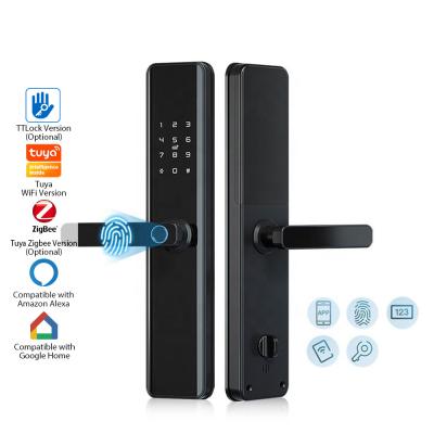 China Cerradura de puertas inteligentes de huellas dactilares de alta calidad para hoteles y seguridad con verificación múltiple Cerradura de puertas inalámbricas inteligentes TUYA/TTLOCK en venta