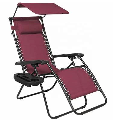 China Portable Lightweight Folding Deck Chair Weightless Chair With Canopy Patio Umbrella Lounger Adjustable Folding Shade Rest for sale