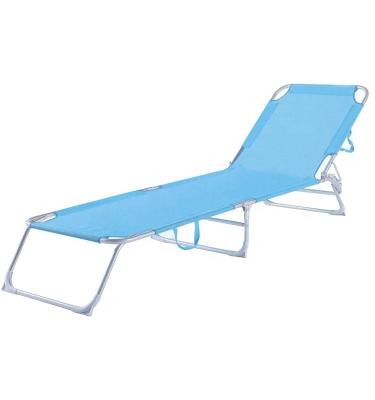 China Easy-Carry Folding Chaise Lounge Chair Adjustable Reclining Patio Garden Chair Camping Sleep Bed with Pillow and Side Pocket Beach Yard for sale