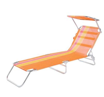 China Folding Sun Easy-carry Sofa with Extended Canopy Backrest Adjustable Lightweight Folding Bed Steel Sun Chair Outdoor for Garden for sale