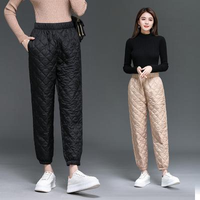 China 2021 Anti-Wrinkle Solid Color Velvet Women's Elastic Waist Women's Warm Pants Comfortable Winter Warm Cold Resistant Elastic Women's Warm Pants for sale