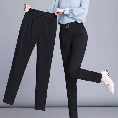 China Anti-Wrinkle Plus Business Solid Color Office Pants Slim Casual Pants Women's High Elastic Waist Pencil Pants Casual Pants for sale