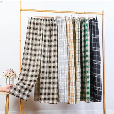 China Factory wholesale cheap women's plaid version wide leg pants Anti-wrinkle high top Korean loose pants plus size women's pants for sale