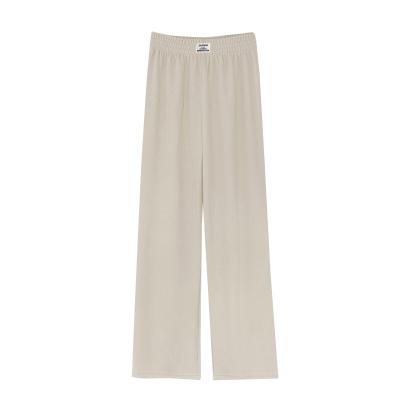 China Anti-Wrinkle Anti-Wrinkle Elastic Waist Good Quality Plain Dyed Polyester/Cotton Women Trousers Casual Pants For Women for sale