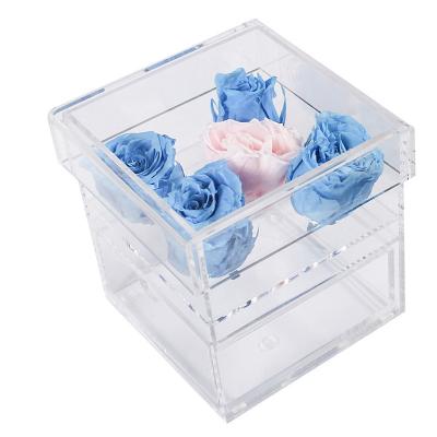 China UNIVERSE Handmade Clear Acrylic Waterproof Flower Box Clear Acrylic Flower Box With Lid for sale