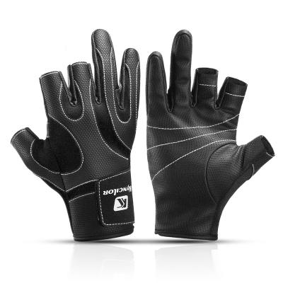 China Super Strong Three Finger Gloves Fishing Comfortable Leather Resistance Touch Screen Sports Fishing Gloves For Women Men for sale