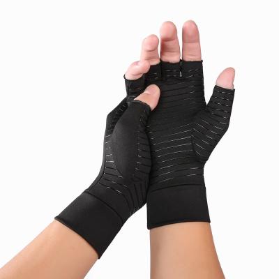 China Anti Symptoms Flexible Fingerless Copper Therapy Pressure Compression Spandex Arthritis Gloves For Women Pain for sale