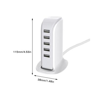 China Brand On Tablet 5 Universal Mobile Left Phone Adapter Power Station Charging HUB Socket Multi-port 5A USB Wall Office Home for sale