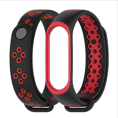 China Waterproof Colorful Silicone Wrist Strap Dual Color Edition Sports Replacement Strap For Xiaomi MI Band 3 for sale