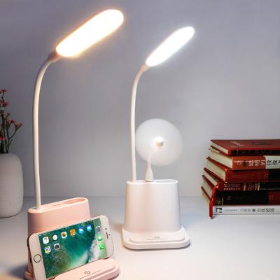 China Multifunctional Usb Desk Lamp With Pen Holder USB Charging Port, Creative USB Port Table Light Touch Control Lamp for sale