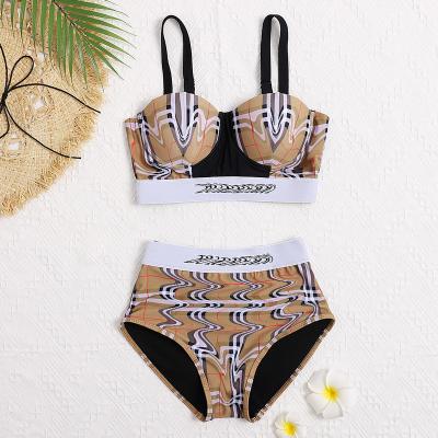 China 2022 Wholesale Custom Luxury Breathable Triangle Bikini Letter Print Designer Swimsuits Famous Brands Women's Sexy Swimwear Swimsuit for sale