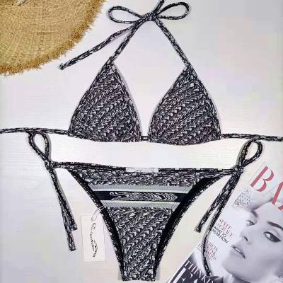 China 2022 Wholesale Custom Luxury Breathable Triangle Bikini Letter Print Designer Swimsuits Famous Brands Women's Sexy Swimwear Swimsuit for sale