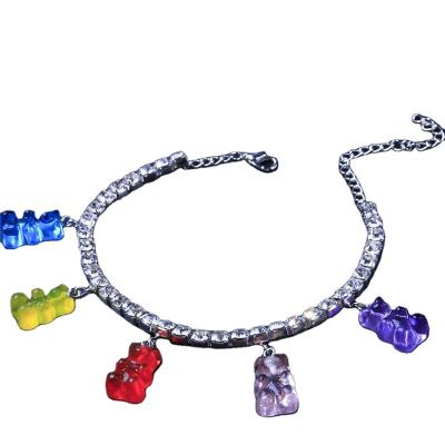 China Cute And Colorful Design TRENDY Crystal Animal Bear Fashion Anklets For Girl for sale