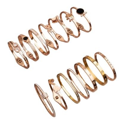 China New Casual/Sporty Titanium Rose Gold Steel Bracelet For Women's Luxury And Small Crowd Light Design With High-level Fashion And Net Sense for sale