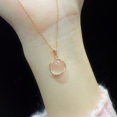 China Fashion Temperament Light Luxury Design Sakura Niche Casual/Sporty Pink Crystal Necklace Women's Simple Clavicle Chain for sale