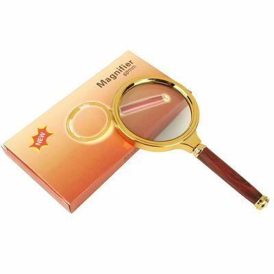 China 6 Times Portable New 10X Portable Handheld Magnifying Retro 60mm/70mm/80mm/90mm Handle Magnifier Eye Glass for sale