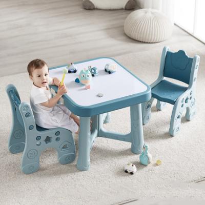 China KUB plastic plastic study and play table with 2 chairs for children drawing inscription dining kids activity table and chair for sale