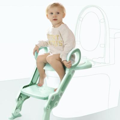 China Eco-friendly Adjustable PP KUB Kids Toilet Seat With Portable Foldable Ladder Potty Training Step Stool for sale