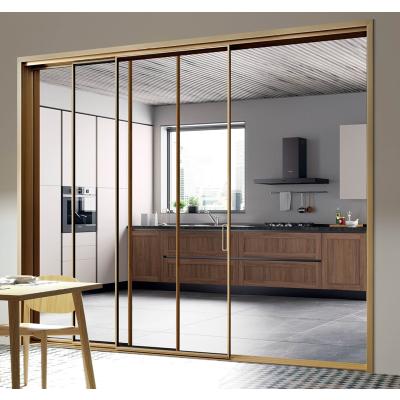 China Modern Luxury Slim Aluminum Narrow Frame Sliding Door Double Folding Door for sale