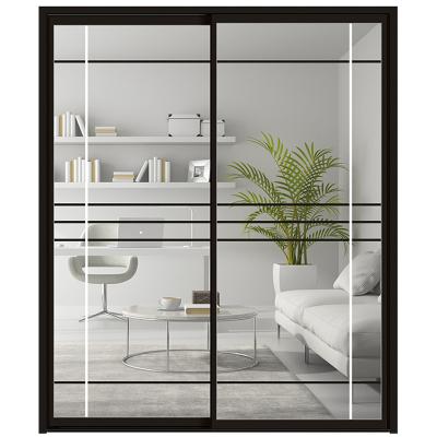 China Glass Door Modern Slim Aluminum Narrow Frame Sliding Frame Two Way Folding Door for sale