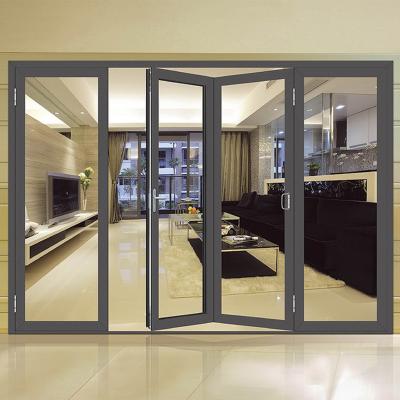 China Bi Folding Door Modern Aluminum Exterior Folding Slide Door Folding Glass Door Bathroom for sale