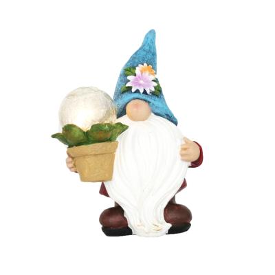 China Garden Funny Resin Large Gnome Garden Figurines Garden Gnome Decorations Statue Sculpture With Lights Solar Lantern For Outdoor Patio for sale