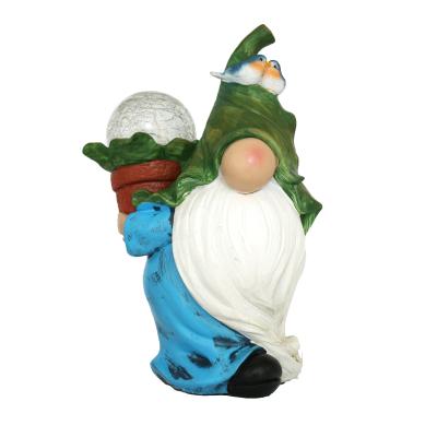 China Garden Yard Garden Lighting Faceless Resin Gnome Figurine Carrying Magic Globe with Solar LED Lights for Patio Yard Lawn Outdoor Indoor Decor for sale