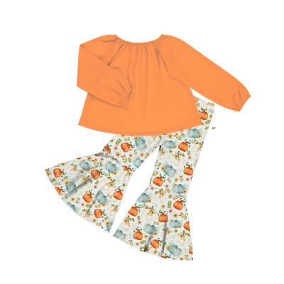 China Cotton Bohemian Orange Pumpkins Kids Fashion Bell Pants Baby Clothes Girls Bohemian Clothing 3 to 4years for sale