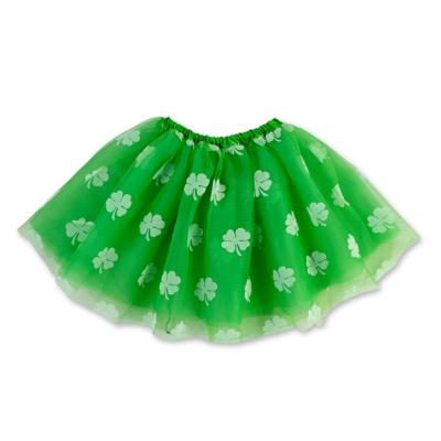 China Newest Fashion Breathable 3 Layers Shamrock St. Patrick Kids Clothes Clover Dance Ballet Skirt Green Tutu Skirt Costume for sale