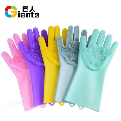 China Wholesale One Size Soft Fits All Magic Washing Scrubber Silicone Dishwashing Gloves Scrubbing Dish Washing Gloves for sale