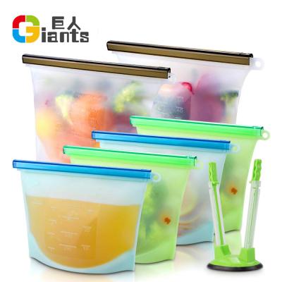 China 4 Sizes (500ml, 1000ml, 1500ml and 4000ml) Viable Reusable Silicone Food Preservation Storage Bags for sale