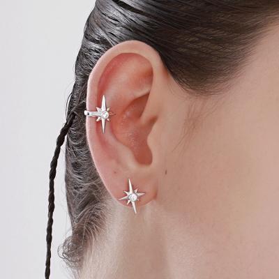 China Romantic Ear Studs High Quality s925 Silver Star Earrings Ear Bone Clip For Women Without Pierced Ear Clip for sale