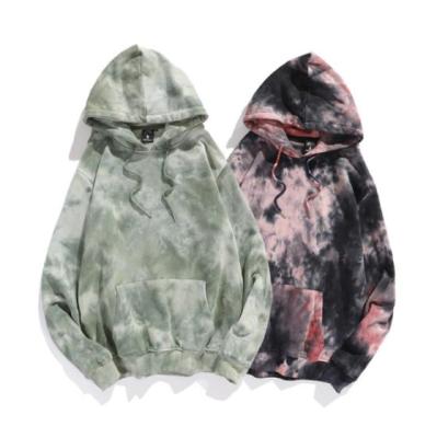 China Custom Logo Printing Fleece Plus Size Anti-wrinkle Couples Tie Dye Sweater Loose Hooded Long Sleeve Jacket Autumn New National Unisex Sweater for sale