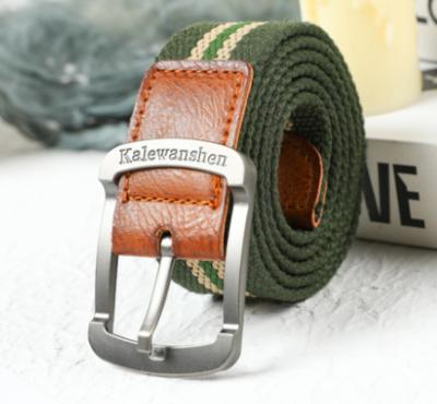 China Custom Canvas Men's Tactical Police Canvas Belt Leisure Cotton Strap Student Military Korean Training Belt for sale