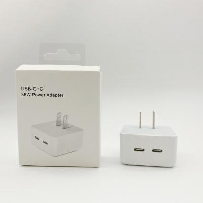 China Original Quality 35W Compact Power Adapter Dual USB-C Charger US EU UK PD USB C Adapter To Type C Port Plug 35W Charger For iPhone 12 iPhone13 for sale