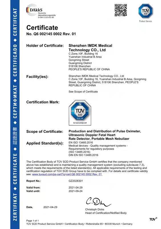 ISO13485 - Shenzhen IMDK Medical Technology Co., Ltd.