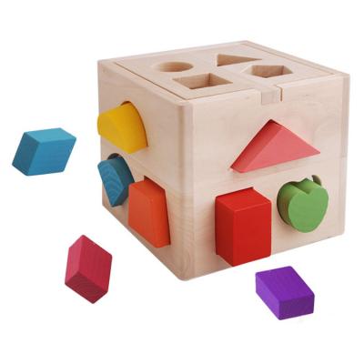 China 3d Shape Educational Wooden Toy Play and Study Puzzles Matching Cube Shaped Toy Children Wooden Toys for sale