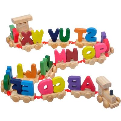 China First Education Eco-friendly Baby Toys Wooden English Alphabet Learning Train Toy for sale