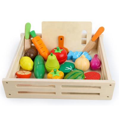 China High Quality Eco-friendly Wooden Fruit Toy Slicing Vegetable Pretend Play Food Toy Kitchen Toy With Magnetism for sale