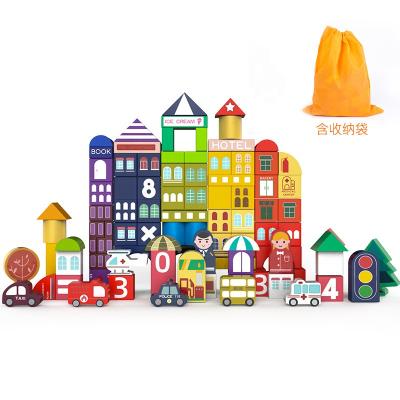 China Building Toy New design children building block toys city scene construction wooden toys with high quality for sale