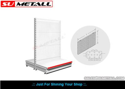 중국 소매 판로를 위한 둥근 구멍 뒤를 가진 이중 옆 강철 식료품점 선반설치 판매용