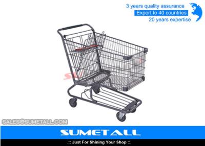 China Wire Metal Supermarket Shopping Cart / 4 Wheel Shopping Trolley Chrome Plated for sale