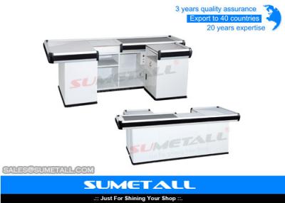 China Cashier Desk With Conveyor Belt For Supermarket D-002 , Cashier Desk Supplier for sale