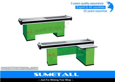 China Colorful Supermarket Cashier Checkout Counter With Strong Aluminum Alloy Border for sale