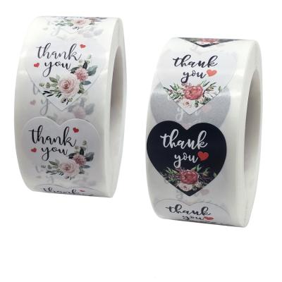 China Waterproof Self Adhesive Floral Thank You Flower Sealing Cute Sticker Custom Printing Labels 500 for sale