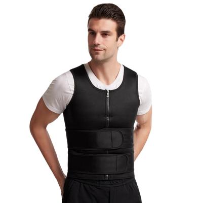 China Newest Sauna Suit Mens Waist Training Anti-Shrink Vest With Zipper Compression Strap for sale