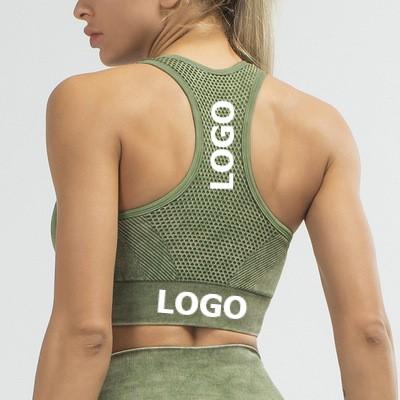 China Wholesale High Quality Custom Breathable Fitness Logo Printed Yoga Bra Top Sports Wear Women Sports Bra for sale