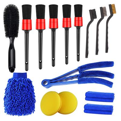 China Sustainable Factory Price 15 PCS Soft Hair Car Brush Detailing Cleaning Auto Tools Set For Clean Vents Dash Trim Wheels for sale