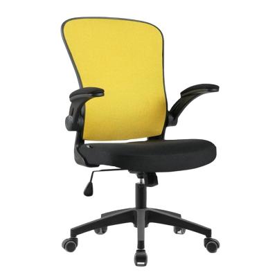 China Best Selling Adjustable Ergonomic Flip-Up Arms Black Executive Office Mesh Chair Full Swivel Mid-Back Full Swivel Chair for sale