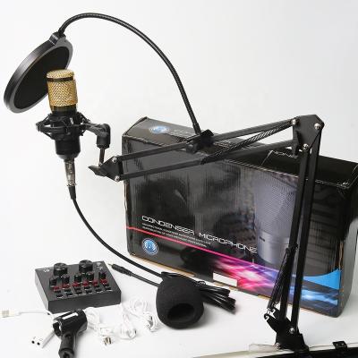 China USB Microphone Professional Studio Condenser Microphone Live Broadcasting Recording Kit with v8 Sound Card for sale